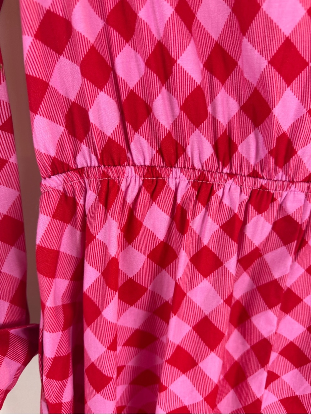 Scoop women dress Red Pink Gingham Twist-Waist Midi Shirt Dress size: L - Picture 17 of 17